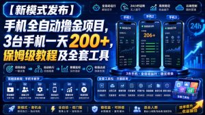 【新模式发布】手机全自动撸金项目,3台手机一天200+,保姆级教程及全套工具【揭秘】-聚富社