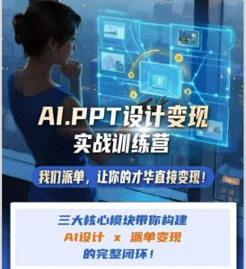 AI+PPT设计变现实战训练营,我们派单,让你的才华直接变现,三大核心模块带你构建Al设计x派单变现的完整闭环-聚富社