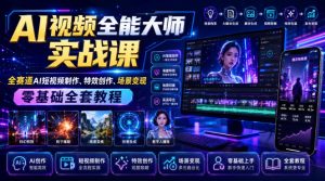 AI视频全能大师实战课|全赛道AI短视频制作、特效创作、场景变现零基础全套教程-聚富社