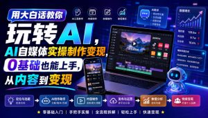 用大白话教你玩转AI,AI自媒体实操制作变现,0基础也能上手,从内容到变现-聚富社