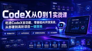 CodeX从0到1实战课,吃透CodeX全功能,零基础AI开发实战,从部署到高阶项目一键落地-聚富社