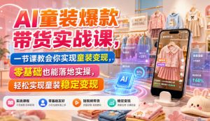 AI童装爆款带货实战课，一节课教会你实现童装变现，零基础也能落地实操-聚富社