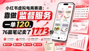 小红书虚拟电商赛道：靠做监督服务，一单120，76篇笔记卖了1773份-聚富社