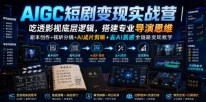 AIGC短剧变现实战营|吃透影视底层逻辑,搭建专业导演思维,剧本创作+视听分镜+AI成片剪辑+去AI质感全链路变现教学-聚富社
