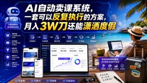 AI自动卖课系统,一套可以反复执行的方案,月入3W刀还能潇洒度假【原创双语字幕】-聚富社