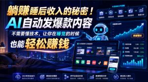 躺賺睡后收入的秘密!AI自动发爆款内容,不需要懂技术,让你在睡觉的时候也能轻松賺钱【原创双语字幕】-聚富社