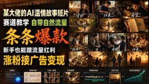 某大佬的AI温情故事短片赛道教学，自带自然流量，条条爆款，新手也能蹭流量红利，涨粉接广告变现-聚富社