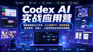Codex AI实战应用营｜零基础落地AI工作流，办公表格PPT、短视频漫剧、商业视觉、机器人、小程序网站全项目实战教程-聚富社