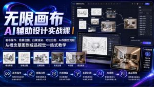 无限画布AI辅助设计实战课|画布操作、线稿出图、白模渲染、毛坯出图、AI改图全流程,从概念草图到成品视觉一站式教学-聚富社