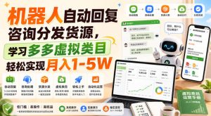 机器人自动回复咨询分发货源,学习多多虚拟类目轻松实现月入1-5W【揭秘】-聚富社