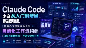 Claude Code小白从入门到精通系视频课,覆盖办公效率等场景的自动化工作流构建|内容自动化运营|产品设计与开发-聚富社