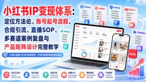 小红书IP变现体系：定位方法论、账号起号流程、合规引流、直播SOP、多赛道案例复盘与产品矩阵设计完整教学-聚富社