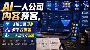 AI一人公司内容获客,轻松日更3条,多平台获客,一人公司化运营(更新0827)-聚富社