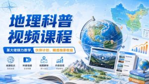 地理科普视频课程，某大佬倾力教学，伙伴计划、精选独家收益-聚富社