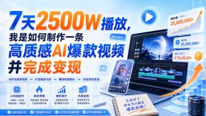 7天2500W播放,我是如何制作一条高质感AI爆款视频并完成变现-聚富社