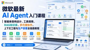 微软最新AI Agent入门课程|智能体架构设计、工具调用、RAG知识库、多代理协作、上下文工程与生产部署全链路教程【英文】-聚富社