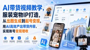 AI带货视频教学，服装宠物IP打造，从出图生成到起号变现，用AI高效产出带货内容，实现账号变现增收-聚富社