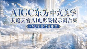 AIGC东方中式美学天庭天宫AI电影级提示词合集+MJ软件实操课程-聚富社