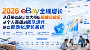 2026 eBay全域增长,从0基础起步到大师级规模化放量,从个人英雄到团队运作,建立自动化增长系统-聚富社