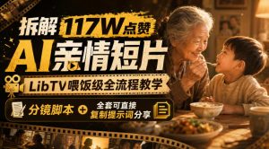 拆解117W点赞AI亲情短片,LibTV喂饭级全流程教学,分镜脚本+全套可直接复制提示词分享-聚富社