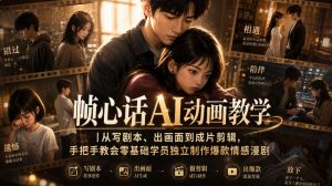 帧心话AI动画教学|从写剧本、出画面到成片剪辑,手把手教会零基础学员独立制作爆款情感漫剧-聚富社