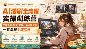 AI漫剧全流程实操训练营，从脚本出图、运镜成片到合规变现，一套课程全部吃透-聚富社