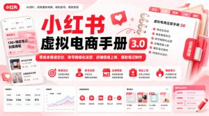 小红书虚拟电商手册3.0，零成本赛道定位、账号精细化运营、店铺搭建上架、爆款笔记制作-聚富社