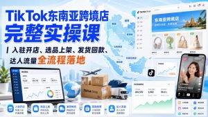 TikTok东南亚跨境店完整实操课｜入驻开店、选品上架、发货回款、达人流量全流程落地-聚富社