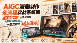 AIGC漫剧制作全流程实战系统课，从零到一全流程掌握AIGC制作能力，一条龙做出爆款漫剧-聚富社