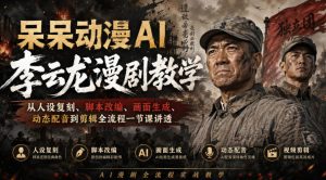 呆呆动漫AI李云龙漫剧教学,从人设复刻、脚本改编、画面生成、动态配音到剪辑全流程一节课讲透-聚富社