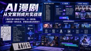 AI漫剧从文案到成片实战课|爆款文案13种钩子写法、AI一键改稿、人物场景一致性生成、多模型出图出视频技巧-聚富社