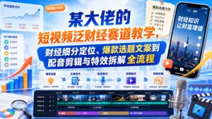 某大佬的短视频泛财经赛道教学,财经细分定位、爆款选题文案到配音剪辑与特效拆解全流程-聚富社