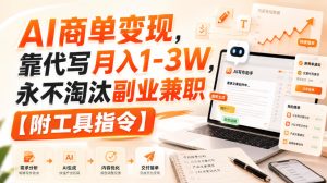 AI商单变现,靠代写月入1-3W,永不淘汰副业兼职【附工具指令】【揭秘】-聚富社