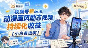 视频号新玩法动漫画风励志视频，持续化收益【小白首选啊】-聚富社