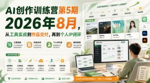 AI创作训练营第5期2026年8月,从工具实战到作品交付,再到个人IP闭环-聚富社