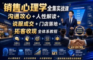 销售心理学全集实战课|沟通攻心+人性解读+说服成交+门店落地+拓客收现全体系教程-聚富社