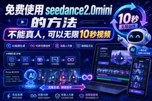 免费使用seedance2.0mini的方法,不能真人,可以无限10秒视频,9图+3音频参考-聚富社