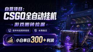 自营项目：CSGO全自动挂G，游戏搬砖捡漏，软件科技简单易用，长期稳定，小白单日300+利润【揭秘】-聚富社