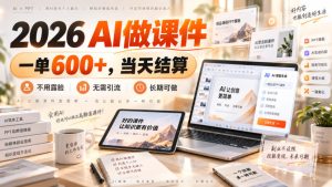 2026 AI做课件，一单600+，当天结算，不用露脸，无需引流，长期可做【揭秘】-聚富社
