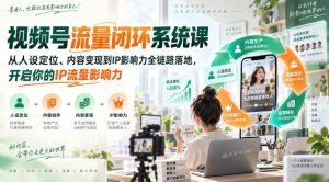 视频号流量闭环系统课,从人设定位、内容变现到IP影响力全链路落地,开启你的IP流量影响力-聚富社
