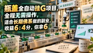 瓶盖全自动挂G项目,全程无需操作,适合长期佛系做的副业,收益6:4分,你拿6【揭秘】-聚富社