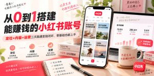 从0到1搭建能賺钱的小红书账号,定位+内容+运营三天跑通变现闭环-聚富社