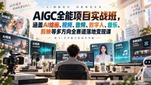 AIGC全能项目实战班-无水印,涵盖AI绘画、视频、音频、数字人、音乐、剪映等多方向全赛道落地变现课(更新)-聚富社