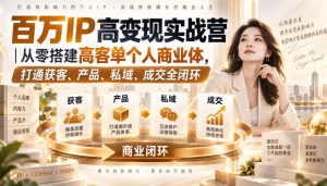 百万IP高变现实战营|从零搭建高客单个人商业体,打通获客、产品、私域、成交全闭环-聚富社