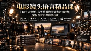 电影镜头语言精品课|18节完整版,从零精通构图灯光运镜转场,掌握专业影视拍摄技法-聚富社