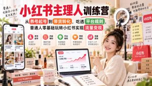 小红书主理人训练营，从养号起号到带货转化，吃透平台规则，普通人零基础玩转小红书实现流量变现-聚富社