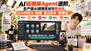 AI短视频Agent进阶,生产级AI视频生成与商业化,让AI视频从”能看”真正走向”能賺钱”-聚富社