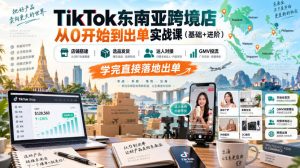 TikTok东南亚跨境店从0开始到出单实战课(基础+进阶),店铺搭建、选品发货、达人对接、GMV投流,学完直接落地出单-聚富社
