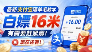 最新支付宝薅羊毛教学，白嫖16米，有需要赶紧薅，现在还有！-聚富社