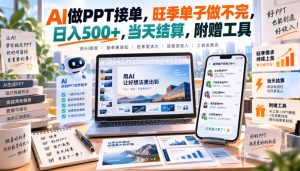 AI做PPT接单，旺季单子做不完，日入500+，当天结算，附赠工具【揭秘】-聚富社